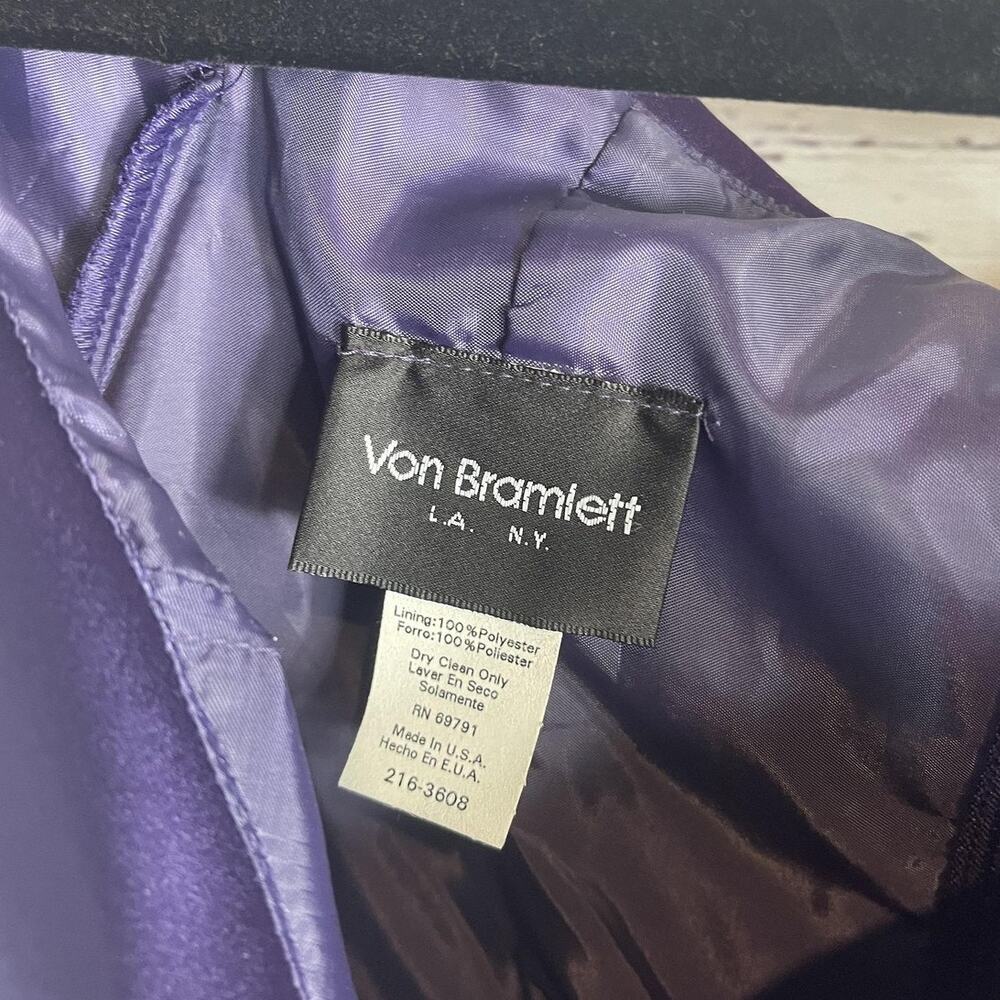 Von Bramlett Dress Women's SZ 6 Purple Off Shoulder Evening Gown Formal Made USA - Picture 5 of 10